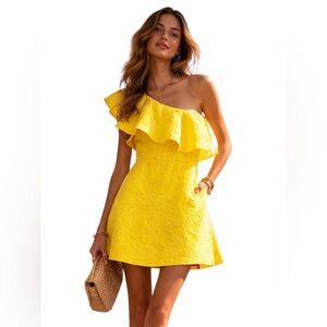 Lilly Pulitzer Yellow One-Shoulder Dress